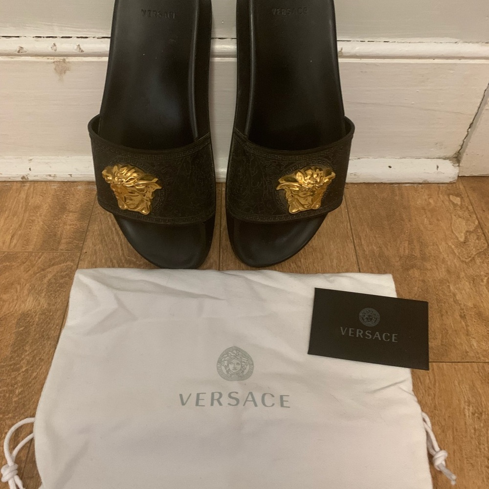 Versace Black and Gold Slides